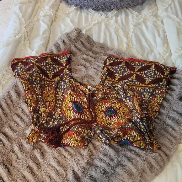 Bohemian Free People Inspired Colorful Pattern Palazzo Pants By Love Tree ๐พ - Picture 2 of 5